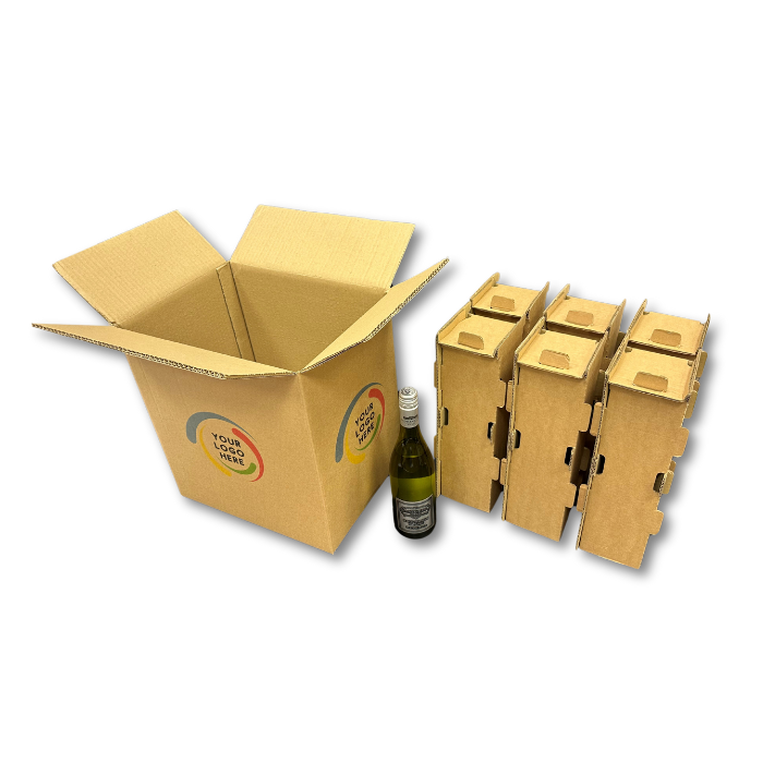 Custom Printed Wine Bottle Shipping Boxes - Brown